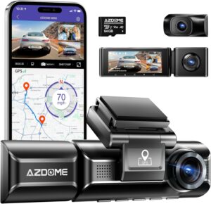 4. AZDOME M550 3 Channel Dash Cam